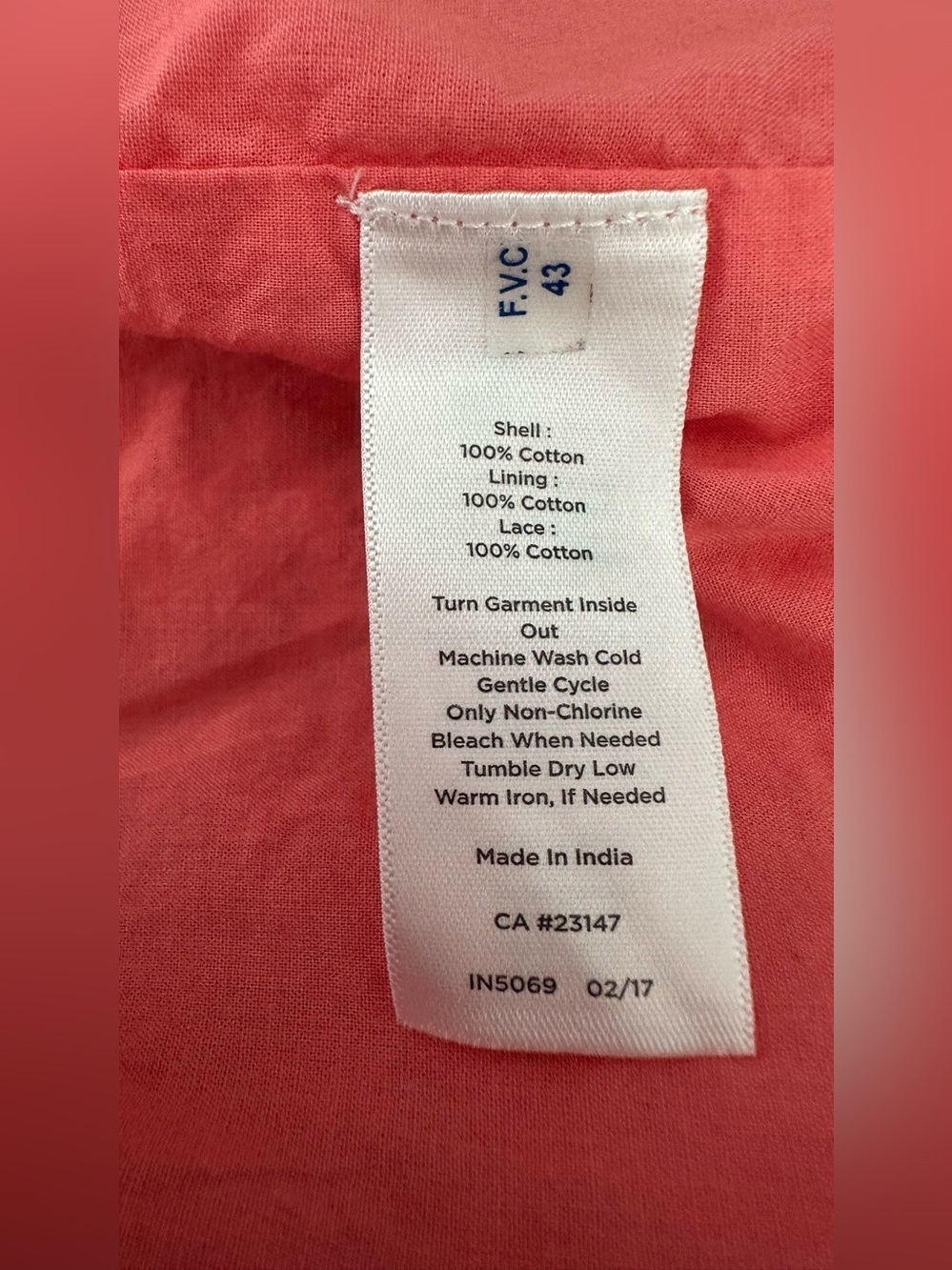 Talbots Coral Eyelet Lace Shift Dress Size 16 100% Cotton Summer Midi - Picture 7 of 7